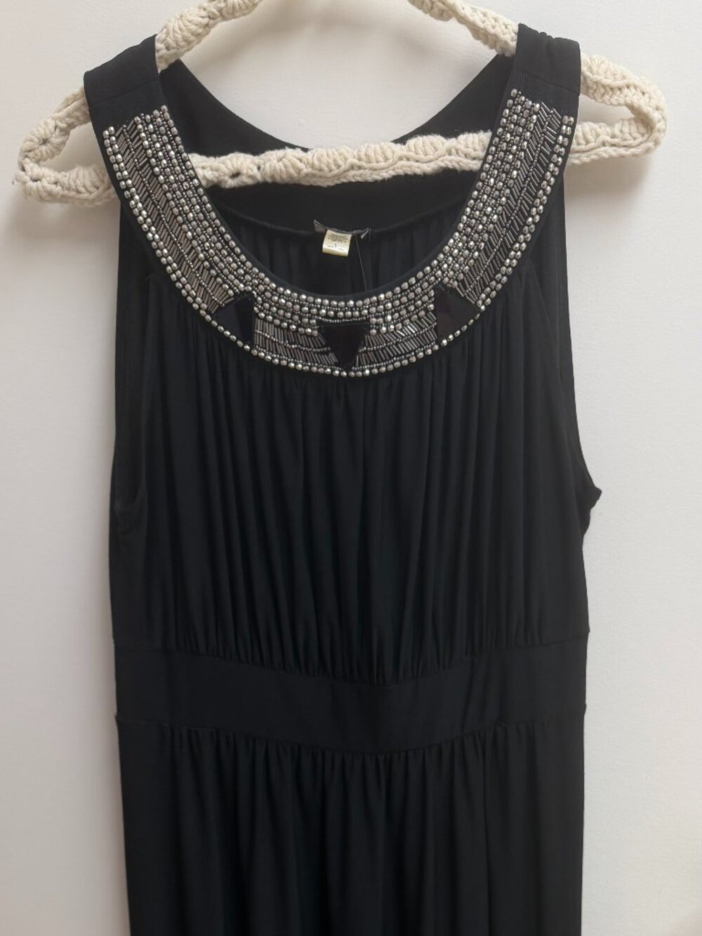 Jeweled Black Maxi Dress L